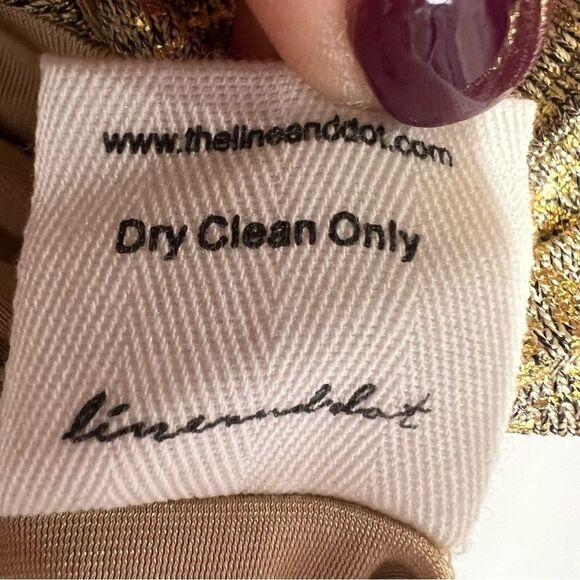 Line & Dot Naomi Body Suit Womens Medium Gold Metallic V-Neck Party Glam - Picture 9 of 10